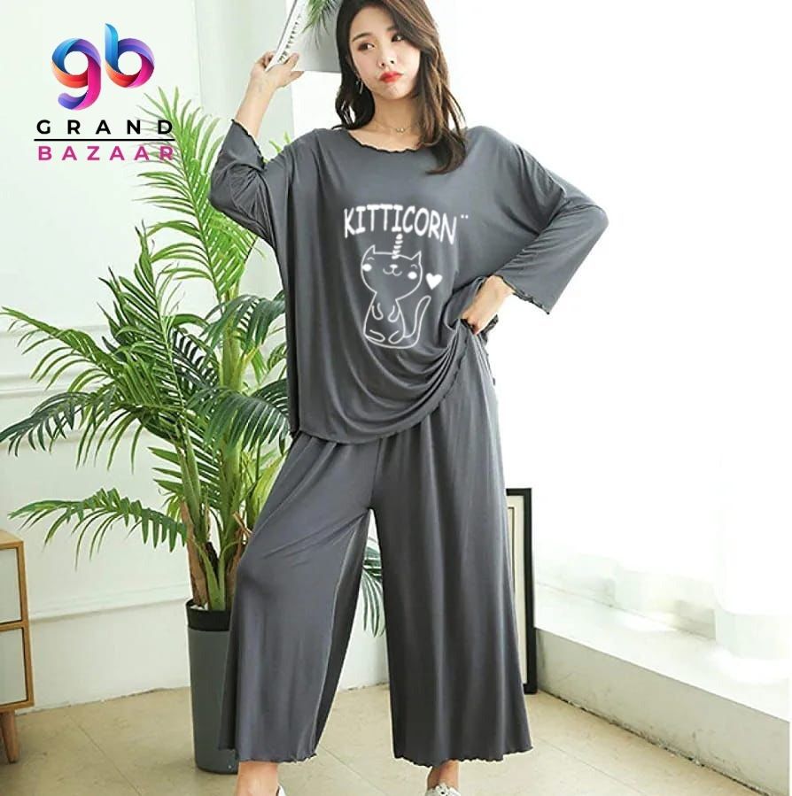 NIGHT SUIT FOR HER 11 - GREY (FLAPPER PAJAMA)